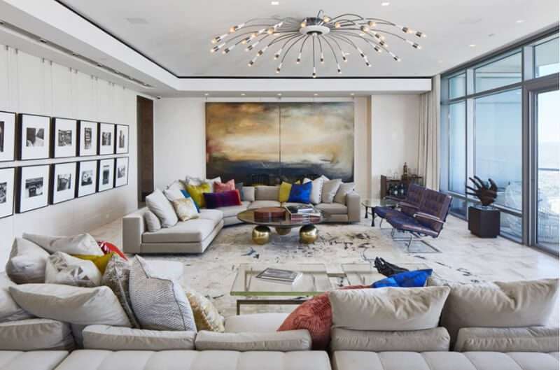 20 Muhteşem Gri ve Beyaz Çağdaş Oturma Odası Tasarımları