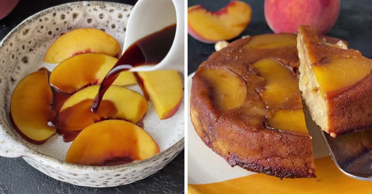 Karamelize Şeftalili Kek