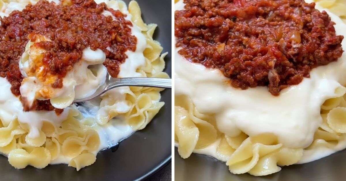 Mantı Lezzetinde Yoğurtlu ve Kıymalı Soslu Makarna