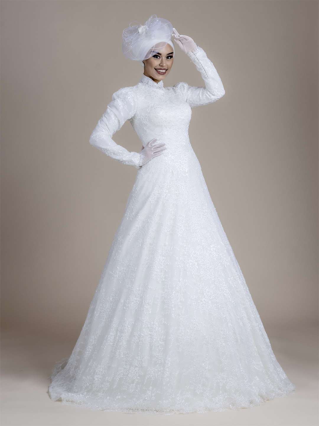 HELEN Tesettür Gelinlik Model Numarası : 10GLTS008139V01