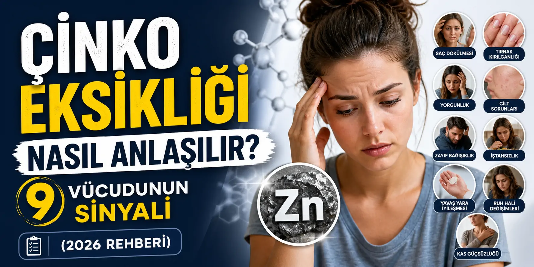 Çinko Eksikliği Nasıl Anlaşılır? Vücudunun 9 Sinyali (2026 Rehberi)
