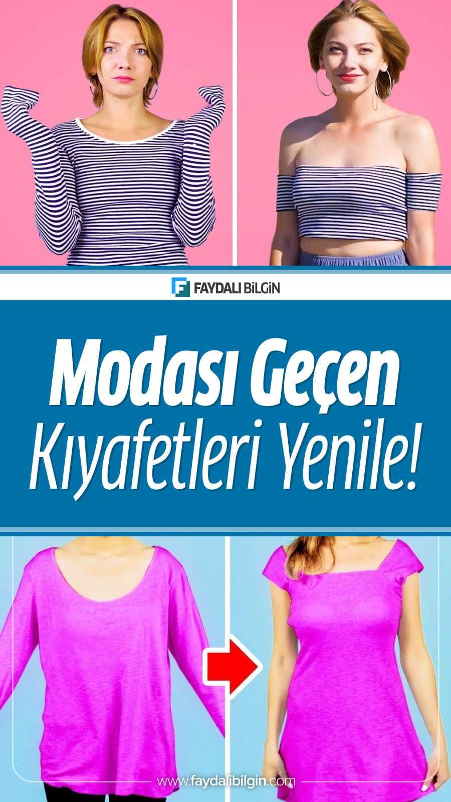 Eski kıyafetlerinizin modası geçti ve artık onları giymek istemiyor musunuz? O kıyafetleri havalı yapmanın 35 pratik yolunu sizin için derledik. #moda #kıyafet #elbise #kadın #kadınmodası #diy #kendinyap #evyapımı #fikirler #video #5dakikadahallet