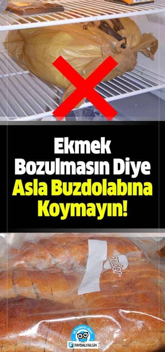 Belki bugüne dek daha uzun ömürlü olması için ekmekleri hep buzdolabında saklıyordunuz ama... Aslında büyük hata ediyordunuz. #ekmek #ekmekler #ekmekbozulması #ekmekköflenmesi #dayanıklıekmek #sağlık #beslenme