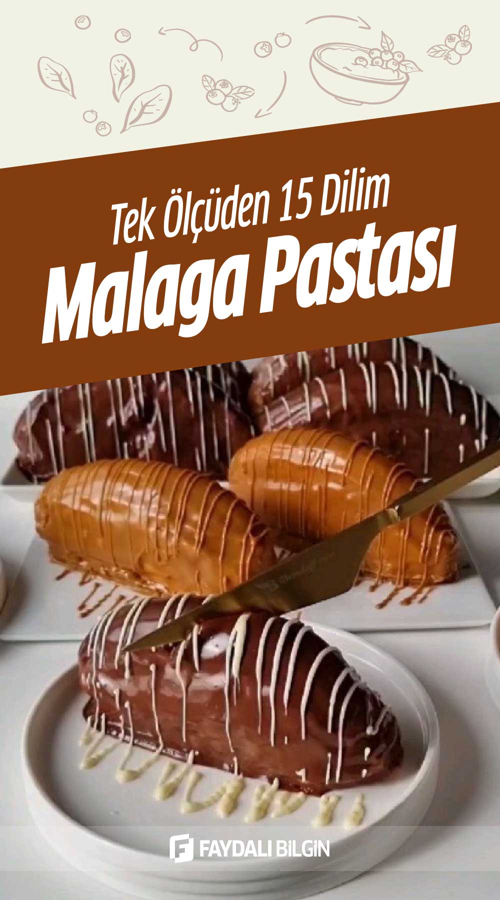 tek ölçüden 15 dilim malaga pastası tarifi